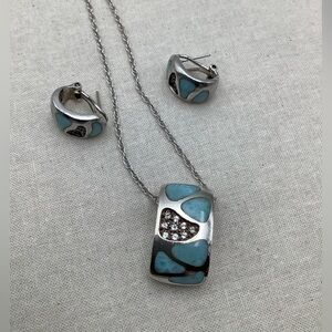 Vintage 925 Sterling Silver and Blue Jewelry Set